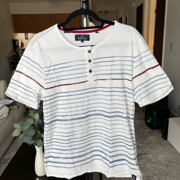 Buffalo David Bitton Other - ‼️SOLD‼️Buffalo White Striped Henley Shirt